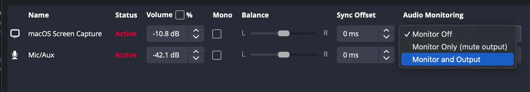 OBS Audio Monitoring