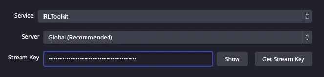 OBS Paste IRLToolkit Key